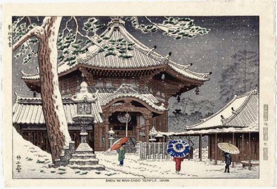 Takeji Asano - Neige au temple Nan endo