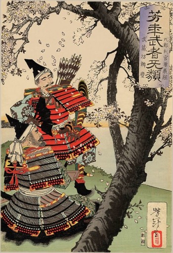 Sakura avec Benkei, par Yoshitoshi Tsukioka, 1885