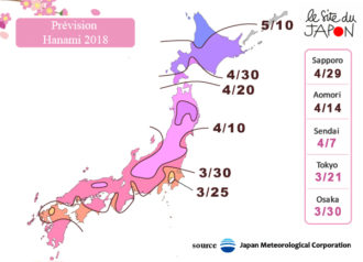 Lire la suite à propos de l’article Floraison des cerisiers 2018 au Japon.