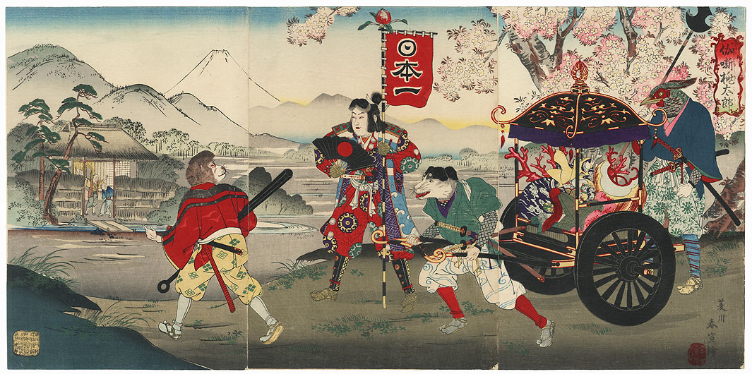 Momotaro Kuniyoshi Utagawa - le retour